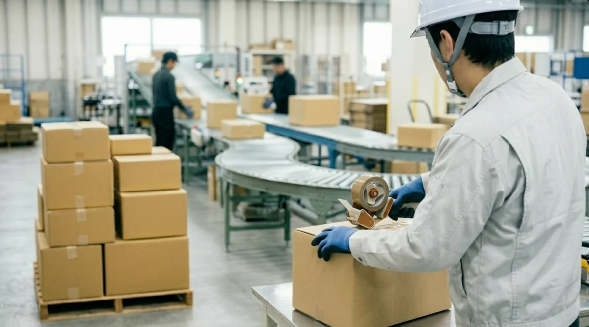 検品と梱包をつなぐ自動化の選択肢を示したイメージ