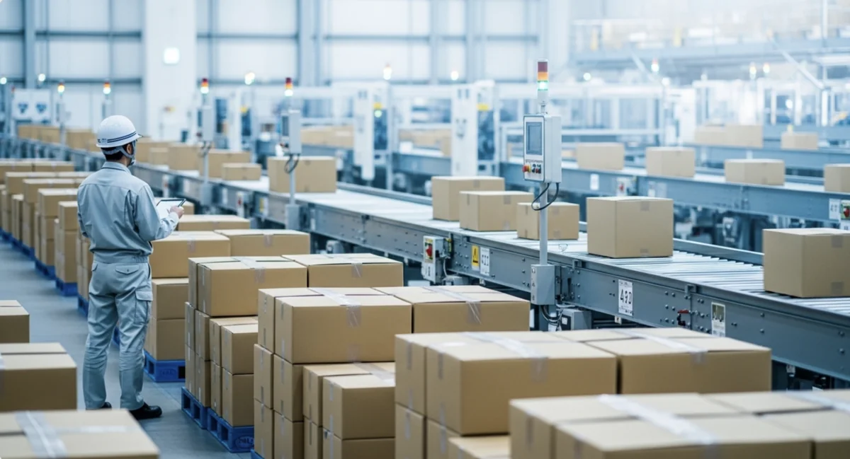 梱包の機械化を段階的に検討する選択肢を示す画像