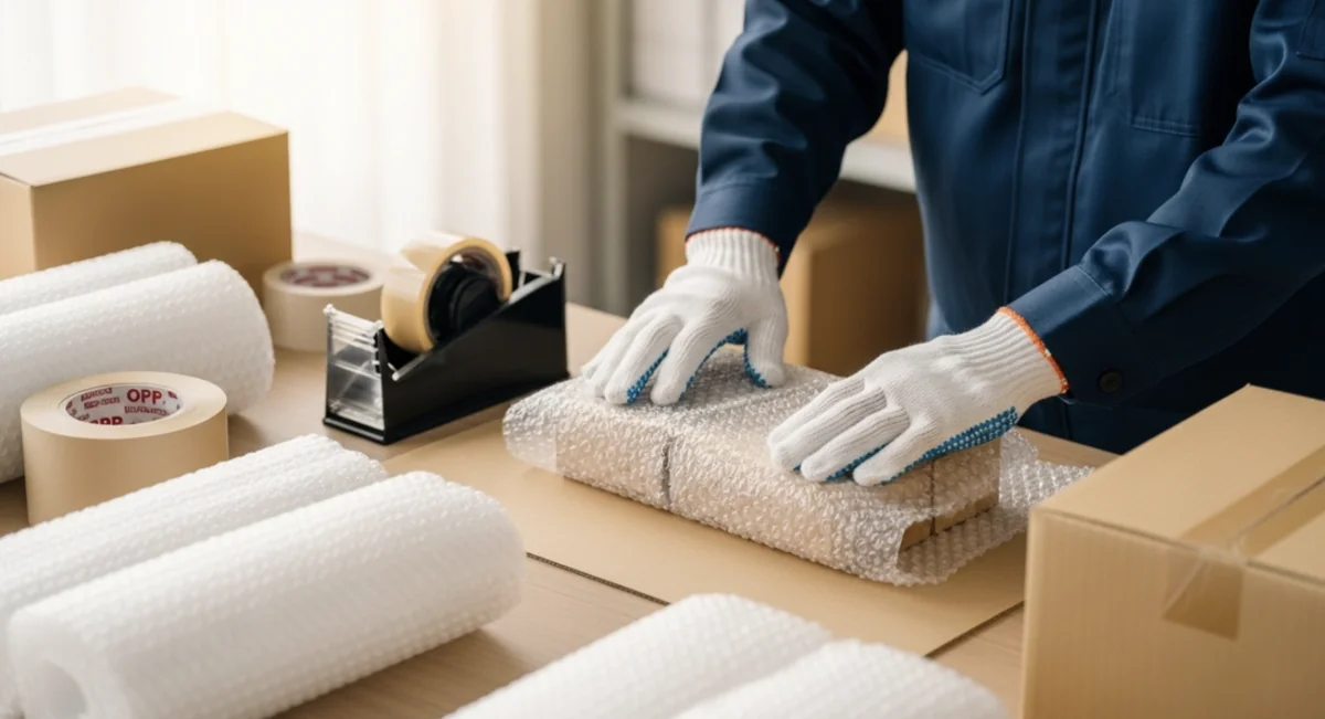 商品別に最適な梱包方法を選ぶ現場シーン