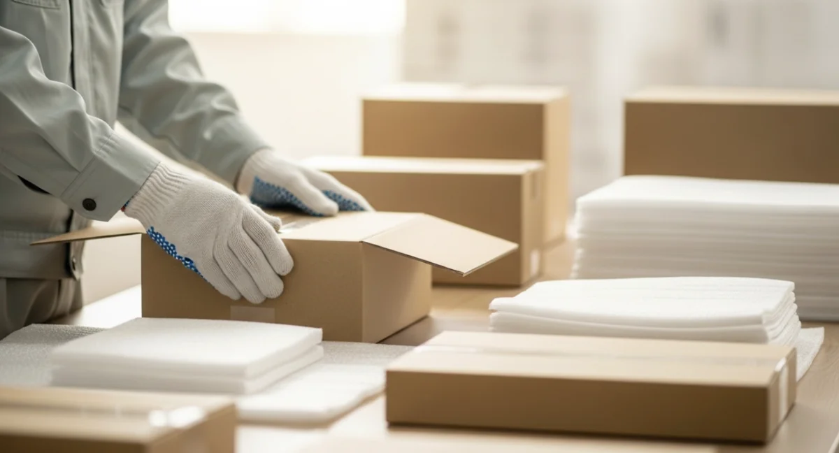 展示会後に検討する梱包・出荷工程の効率化シーン