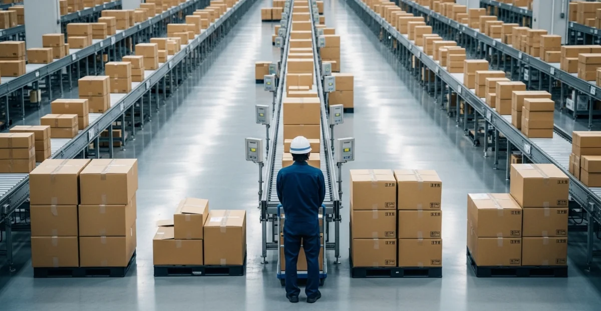 EC向け包装ラインが整備されたフルフィルメントセンターの様子