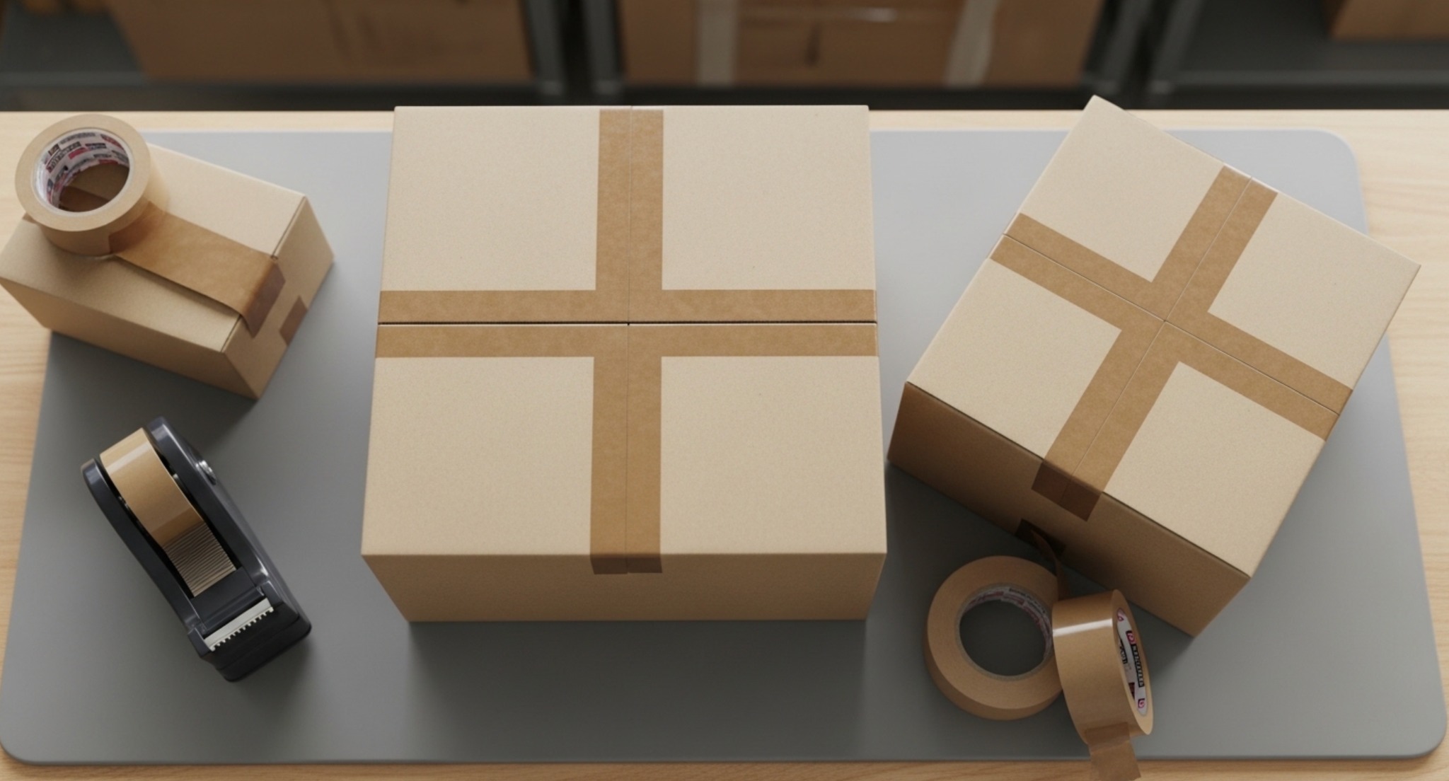 一の字貼り・十字貼り・H貼りの3種類のテープ封かん方法と用途を比較した表