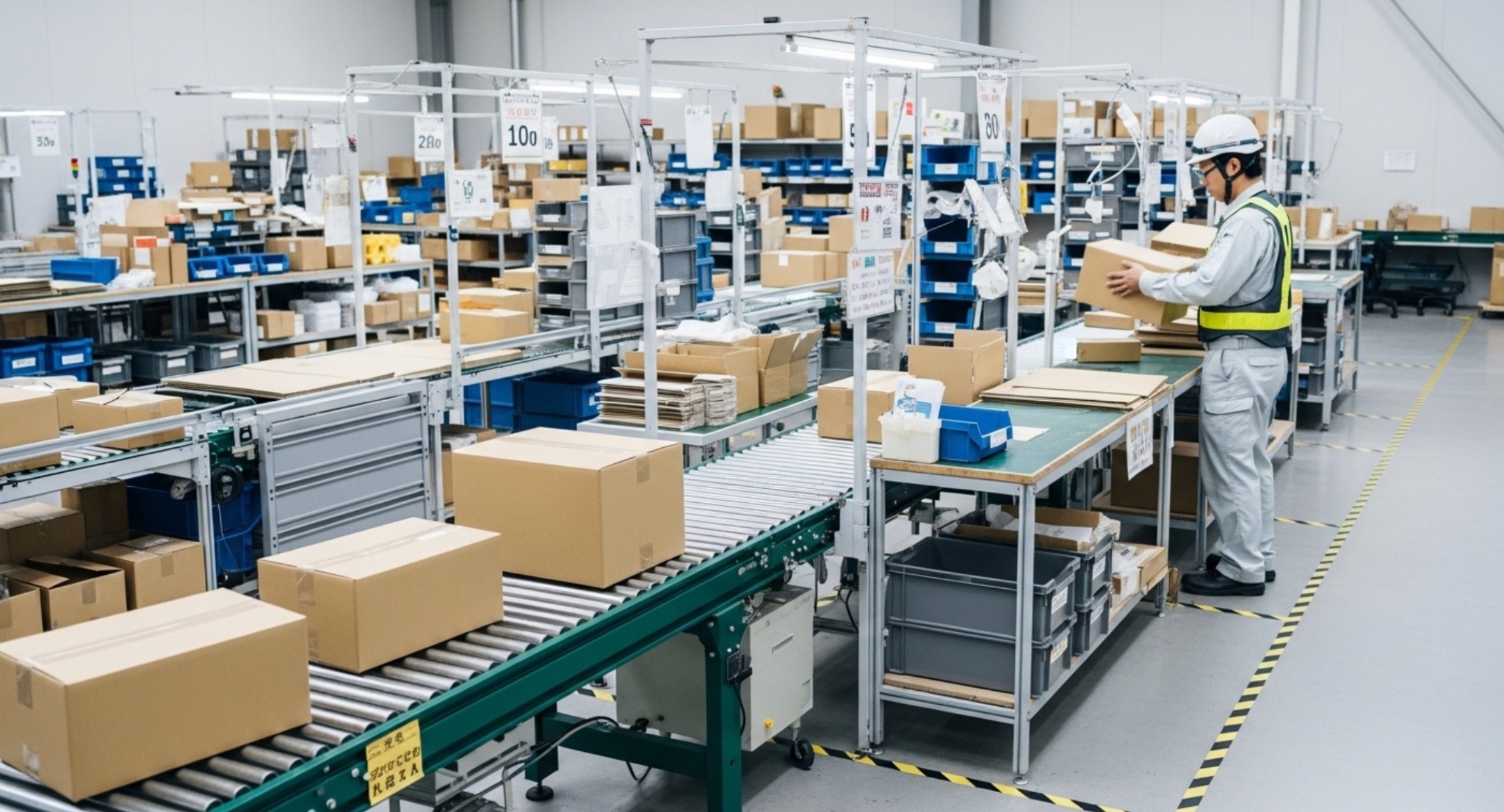 サイズ最適化や標準化など梱包作業を効率化する5つの視点を示した改善施策チャート