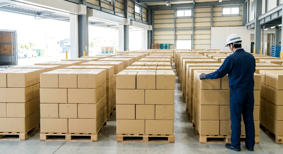 梱包・出荷工程の省人化で人件費を半減した倉庫現場の事例イメージ