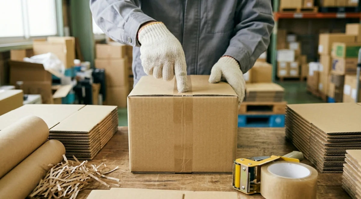 見落とされやすい梱包・出荷工程の効率化のポイントを示した解説図