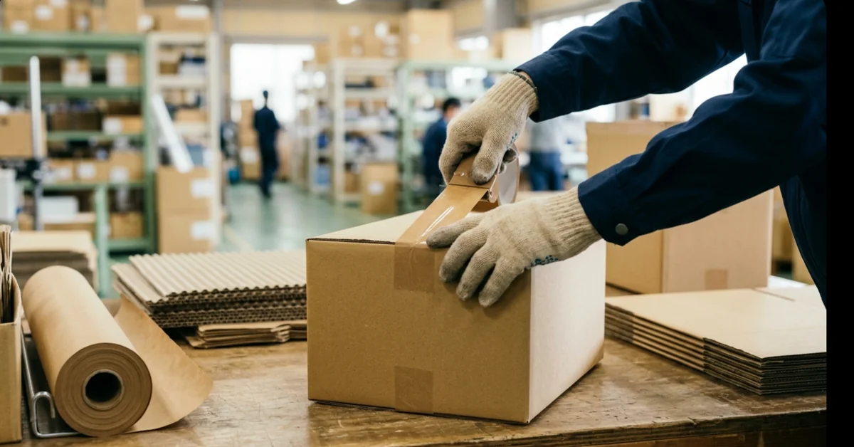 倉庫の生産性向上で見落とされがちな梱包・出荷工程の改善ポイントを示す図解